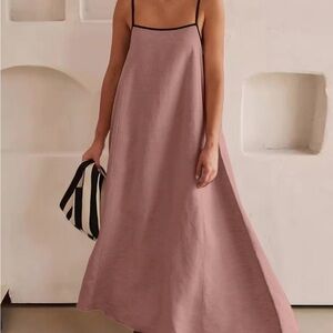 Long Cotton/Linen Mauve Maxi Dress